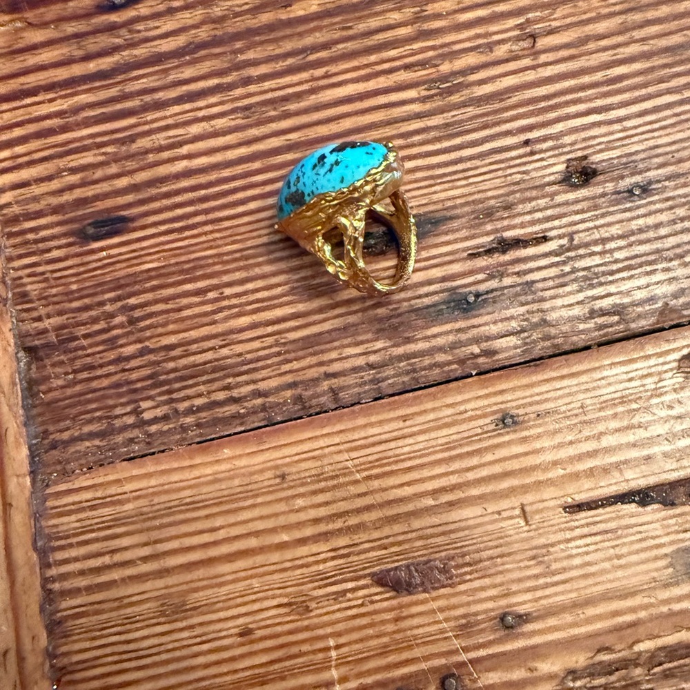 XOXO Turquoise and Gold Statement Ring